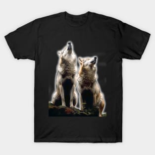 Two wolves howling T-Shirt